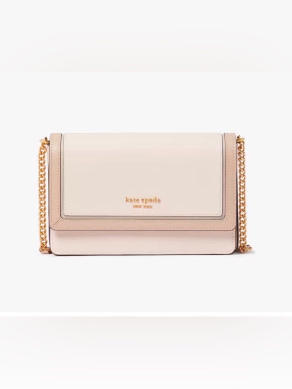kate spade Morgan Color-Blocked Saffiano Leather Flap Crossbody in Blush Pink